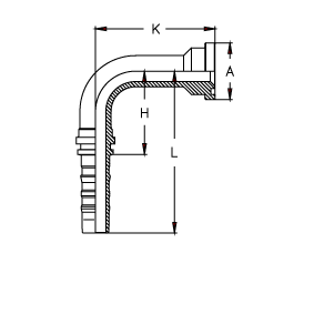 Фланец SAE код 61 угол 90° - удлиненный