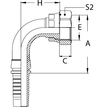 ORFS внутренняя резьба обжатая гайка угол 90°