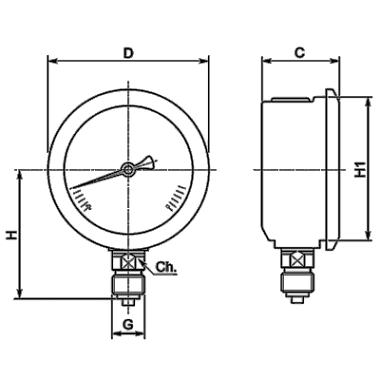 Манометр D100, нар. резьба 1/2