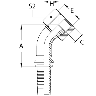 ORFS внутренняя резьба угол 45°