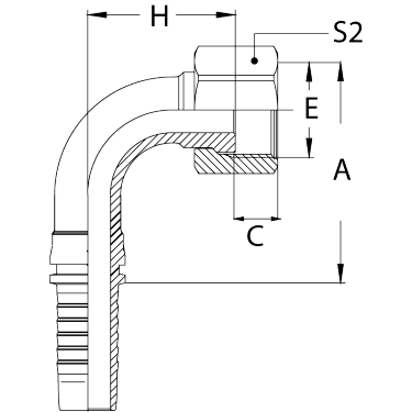 ORFS внутренняя резьба угол 90°