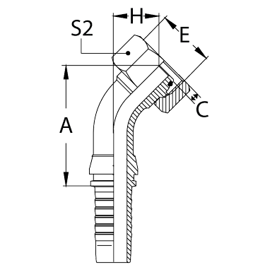 DKO-S внутренняя резьба угол 45°