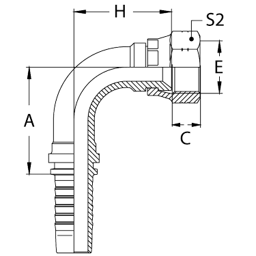 DKI - угол 90° - предв. обжатая гайка