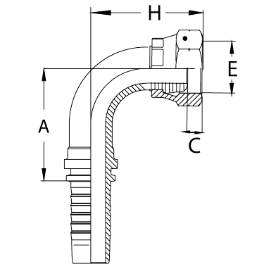 DK - угол 90° - предв. обжатая гайка